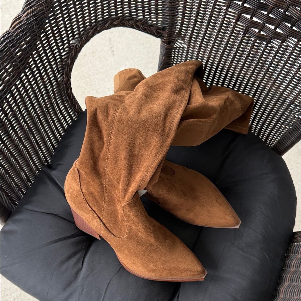 Marc Fisher Tan Suede Heeled over the knee Boots - Picture 4 of 5